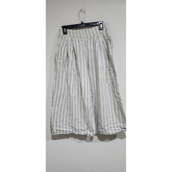 GAP Linen Cotton Blend Capri Striped Pants High Rise Line Sage - Size 6 - Picture 3 of 16